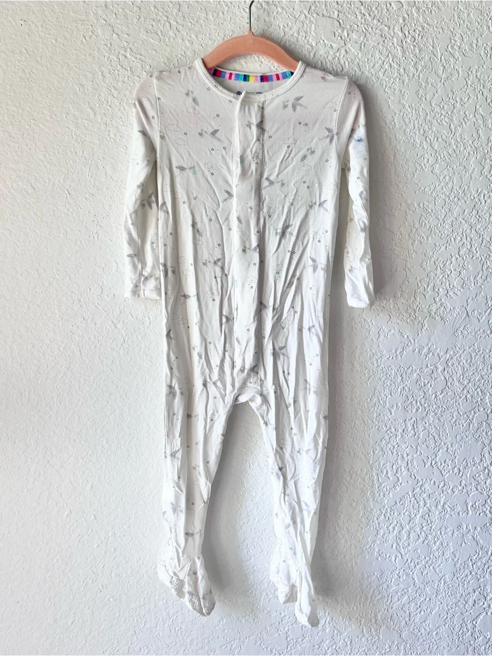 Magnetic Me Stork Print Footie Bodysuit Pajama Sz 12-18M